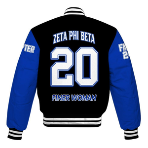 Chaqueta Cortavientos Zeta Phi Beta 1920 Azul y Blanca, Estilo Universitario de la Hermandad, Logotipo Frontal, Impermeable, Ropa de la Vida Griega - Product Image 5
