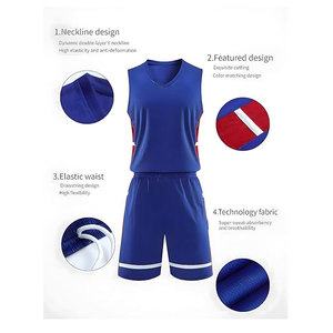 Ensembles de maillots de sport de basket-ball respirants à séchage rapide en polyester 100% de haute qualité pour hommes sur mesure - Product Image 4