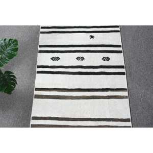 Alfombra turca Vintage moderna estilo Tabriz Clásico Blanco marrón lana látex rectángulo grande 2x8,3 pies para pasillo colección 2022 - Product Image 5