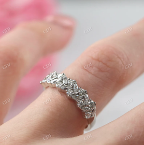 Bague de mariage classique style vintage avec diamants de laboratoire, bague éternité empilable en diamants, bijoux fins, design personnalisé scintillant pour soirée - Product Image 5