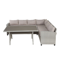 Ensemble de table à manger moderne Julemind avec 4 chaises, 7 places, mobilier de restaurant d'extérieur, couleur personnalisée, rotin/osier, plateau PLW, Vietnam