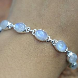 925 Sterling <b>Silver</b> Tennis Bracelet <b>Women</b> Moonstone Gemstone Trendy Handmade Gift - Product Image 5