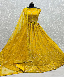 Precio al por mayor Georgette bordado secuencia trabajo Lehenga Choli con Dupatta XL tamaño seda y algodón ropa de fiesta para boda ApparelGarment - Product Image 1