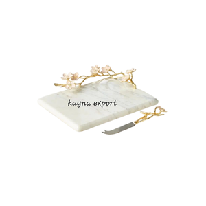 Wholesale Gold Metal Branch Decorative Food Serving Tray With Gold Edges <b>Nuts</b> Dry Food Serving Marble Tray - Product Image 3