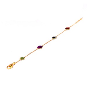 Hecho a mano 925 plata esterlina chapado en oro multicolor turmalina piedras preciosas señoras desgaste pulsera de cadena de eslabones - Product Image 6
