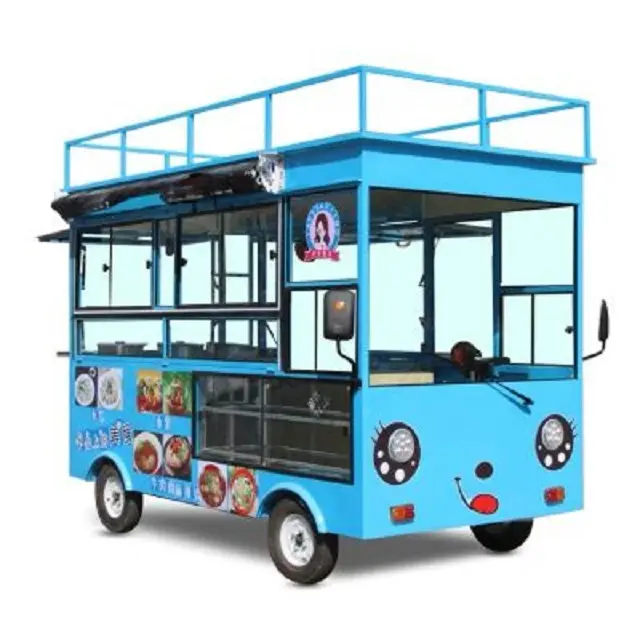 Multi-function Coffee Carts Food Trailer Mobile, Food Cart Ice Cream Mini Food Truck Fully Equipped With Kitchen