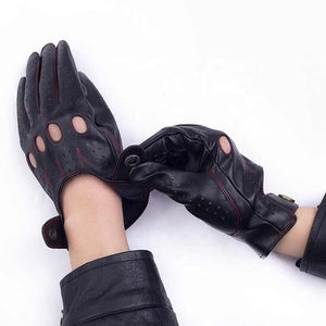 Gants de conduite en cuir antidérapants faciles à porter pour les femmes Racing Summer Winter confortable wear Full Finger Leather Driving Gloves - Product Image 1