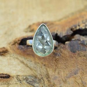 Améthyste verte Bague en argent sterling 925 avec pierres précieuses faites à la main Bijoux élégants Cadeau de naissance de février - Product Image 1