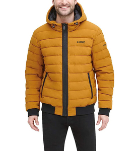 Chaqueta bomber acolchada de invierno para hombre con capucha, ropa de abrigo cálida con relleno de polietileno, manga larga, cortavientos informal, estilo de ropa acolchada - Product Image 1