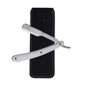 Men's 6.5\" Stainless Steel Manual Shaver With Leather Pouch Disposable Straight Edge Razor for Barbershop and Salon Use - Product Image 3