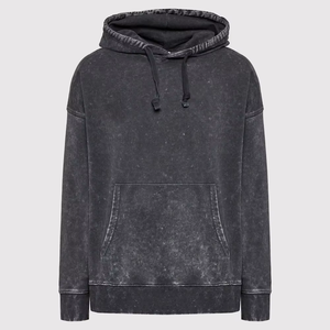 Sudadera con Capucha de Felpa Lavada al Ácido 100% Algodón para Hombre, Diseño Sólido con Cierre, Básica para Invierno - Product Image 1