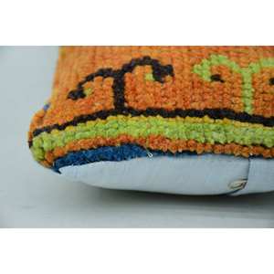 Alfombra de lana Kantha Bohemia multicolor, almohada decorativa de 8x16 pulgadas, patrón Vintage tejido - Product Image 4