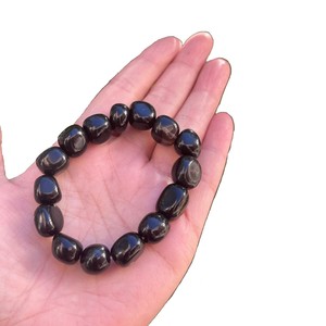 High quality Indian black obsidian Tumbled Crystal <b>Bracelet</b> Natural Gemstone Jewelry <b>Men</b> and Women Gift Energy Meditation Bangle - Product Image 5