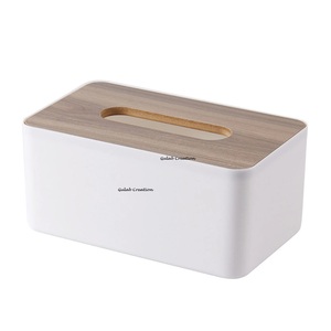 Caja de pañuelos de madera hecha a mano en elegante servilletero decorativo con acabado azul para uso en sala de estar, oficina y mesa de comedor - Product Image 4