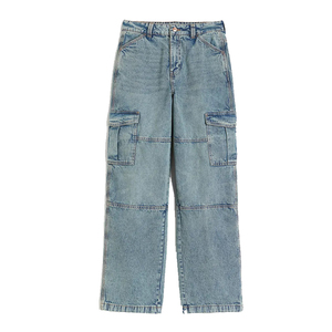 Pakistan Denim Fournisseur Baggy Lavé Cargo Poche Jeans Taille Moyenne Ample Ajusté Charpentier Cargo Pantalon Aux Prix De Gros - Product Image 1