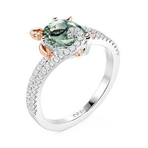 Jeulia Hug Me Two Tone Sea Turtle Moss Agate Engagement <b>Ring</b> - Product Image 2