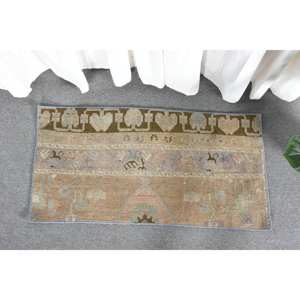 Alfombra turca de área grande Vintage 160x330 cm Beige marrón Patchwork clásico látex de lana diseño de pasillo Rectangular para cabecera - Product Image 2