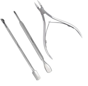 Juego de 3 pinzas de uñas de la mejor calidad profesional a la moda con empujador de cutículas y empujadores de cutículas. - Product Image 3