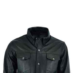 High Quality Customized Design <b>Leather</b> Men <b>Shirts</b> Quality Long Sleeve Breathable Knitted Zipper Closure Eco-Friendly Two - Product Image 4