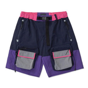 Pantalones Cortos de Nailon Personalizados OEM con Rayas, Pantalones Cortos de Playa de Nailon con Memoria para Verano, Pantalones Cortos de Nailon con Múltiples Bolsillos y Franja Lateral para Hombre - Product Image 3