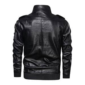Nouvelle veste de motard en cuir véritable imperméable à col montant pour homme, design tendance, coupe ajustée, toile enduite - Product Image 4