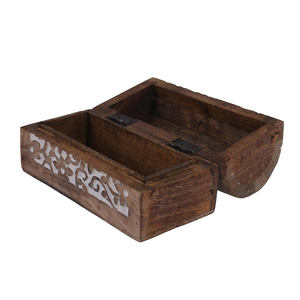 Vente d'usine sculpture florale grande boîte à bijoux en bois manguier bois sculpté à la main souvenir bibelot boîte Logo personnalisé et Design - Product Image 6