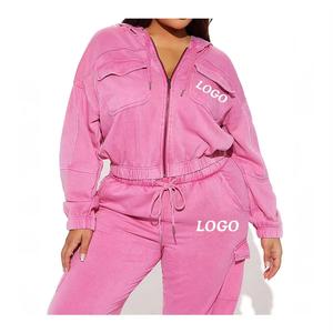 2024, venta directa de fábrica, Top corto con logotipo personalizado, ropa deportiva para mujer, conjunto de dos piezas, chándal, pantalones de chándal, - Product Image 1