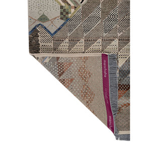 Alfombra Grande de Lana y Seda de Bambú Anudada a Mano, Diseño Geométrico Abstracto, para Hogar, Auto, Pasillo, Modelo Les-2908, Color Marfil - Product Image 5