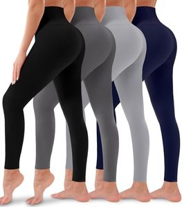 Leggings sportifs confortables à taille haute en tissu tissé Spandex/Nylon pour femmes - Longueur cheville - Product Image 1