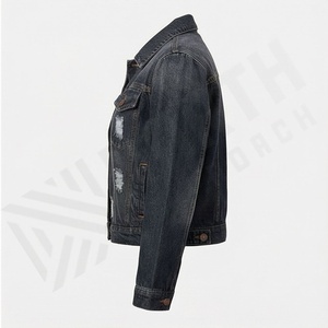 Veste en jean décontractée déchirée pour homme, denim ajusté de haute qualité, lin, élasthanne, respirant, prix de gros, mode d'hiver - Product Image 3