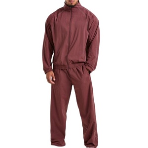 <b>Men</b>’s Custom Made Windbreaker Tracksuit Set Solid Color Polyester/Nylon Stand Collar <b>Jacket</b> With Pockets Heavyweight Tracksuit - Product Image 1