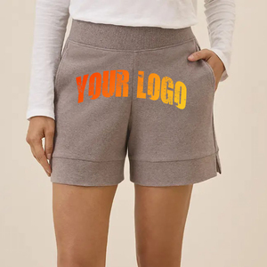 Nouveau arrivé 2025 short pour femme 100% coton couleur unie Logo imprimé DTF personnalisé avec poches latérales Short respirant pour femme - Product Image 4