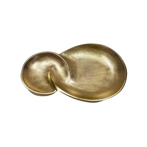 Plateau de service à dessert alimentaire finition antique doré Plateau de serveur en métal aluminium Fournitures d'hôtel de mariage de luxe - Product Image 1