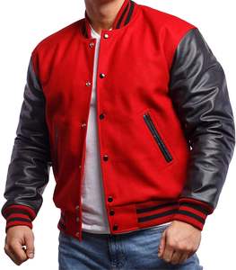 Chaquetas universitarias con logotipo personalizado para hombre de talla grande chaquetas universitarias con cuello levantado de lona chaquetas universitarias con letras en blanco al por mayor - Product Image 6