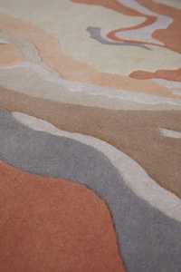 Alfombra de algodón abstracta moderna con mechones a mano de lana de alta calidad, pila de corte alto-bajo Teppich para sala de estar, ventas directas de fábrica - Product Image 4