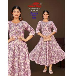 Nuevo y último concepto de Anarkali para mujeres como ropa informal y de oficina Tela estampada floral de rayón puro con diferentes colores - Product Image 1