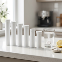 Tube à comprimés effervescents, flacon de vitamines, pompe sans air anti-humidité en plastique PP de qualité alimentaire, gravure acide, paquets de 10/20 comprimés