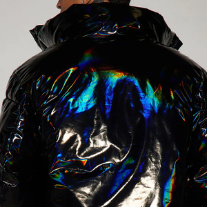 Chaquetas de Burbuja Brillantes de Alta Calidad con Logotipo Personalizado al por Mayor, Chaquetas de Invierno Acolchadas con Cremallera Extra Grande para Hombre, Estilo OEM - Product Image 4