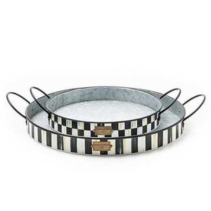 Juego de 2 bandejas de servicio de metal galvanizado hechas a mano de diseño antiguo con la mejor calidad y material a muy buenos precios - Product Image 5