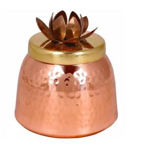 กระป๋องเก็บชาคุณภาพสูง ทำจากสแตนเลส ผิวสัมผัสแบบทองแดง ดีไซน์ลายตอก - Product Image 1