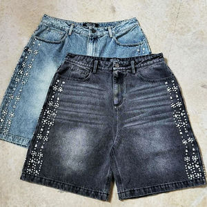 Shorts d'été streetwear pour homme, coupe droite, personnalisés, style jorts, baggy, effet usé, délavé foncé, en Spandex/Polyester, séchage rapide, style vintage, pour le sport - Product Image 5