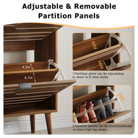 2 Laci Lipat Lemari Penyimpanan Sepatu Tipis, Lemari Sepatu Anti-Tip untuk Pintu Masuk/Koridor
