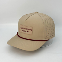 Sombrero de golf con diseño de cuerda Estilo perforado Gorra de béisbol de 5 paneles Gorra deportiva impermeable Logotipo personalizado Borde de corte láser OEM ODM