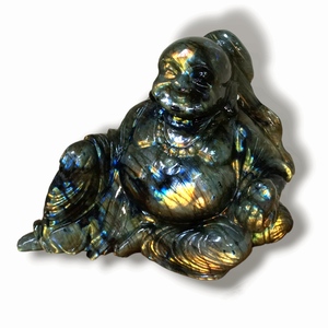 Labradorite Laughing Buddha Gemstone Crystal Carving Art Decor Semi precious stone gift decor Healing crystal - Product Image 1