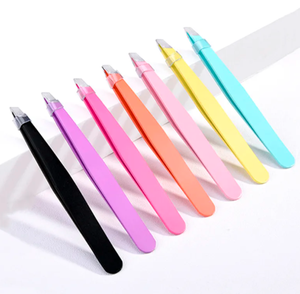 ANAAIF Premium 1,2mm pinzas de punto de cejas de acero inoxidable logotipo privado personalizado colores negro amarillo para depilación de cejas - Product Image 6