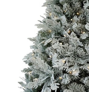 Nouveauté 2026 Arbre de Noël artificiel luxueux pré-éclairé à <span class=keywords><strong>LED</strong></span> de 7 pieds unique en fougère floquée pré-installée pour la décoration festive - Product Image 2