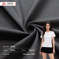 A3666 140gsm 100% Poliester Benang Sorona Double Brushed Ringan Menyejukkan Menyerap Kelembapan Ramah Lingkungan Kain Single Jersey