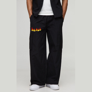 Vente en gros Pantalon surdimensionné personnalisé de haute qualité Pantalon ample en nylon à jambe large avec logo brodé personnalisé délavé pour hommes - Product Image 1