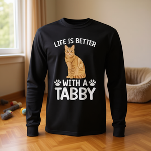 Camiseta de manga larga con estampado de gato para amantes de los gatos, color naranja, para propietarios de gatos - Product Image 3