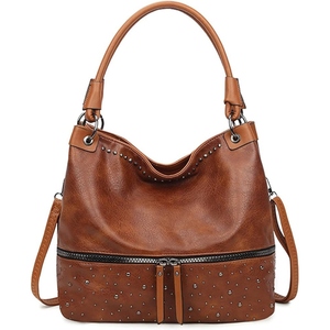 Bolso tote de cuero genuino hecho a mano para mujer, diseño bandolera con pedrería - Product Image 2
